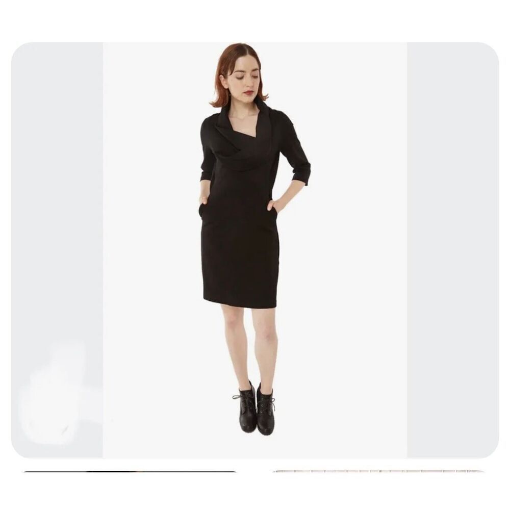 Splendid black thermal  knit cowl neck long sleeve dress